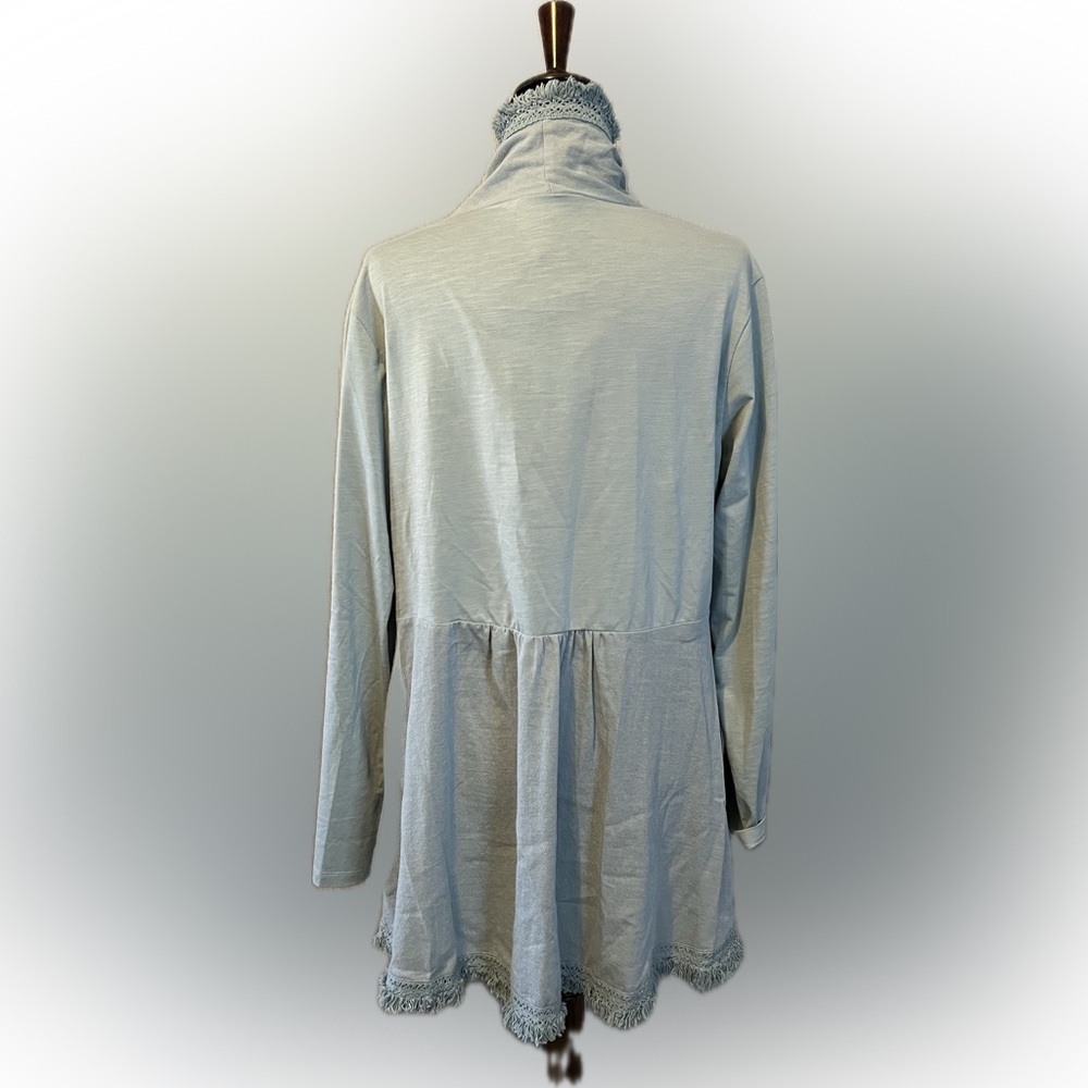 Simply Noelle Ruffled Open Cardigan in Caribbean Green Cove size L/XL - Picture 5 of 13